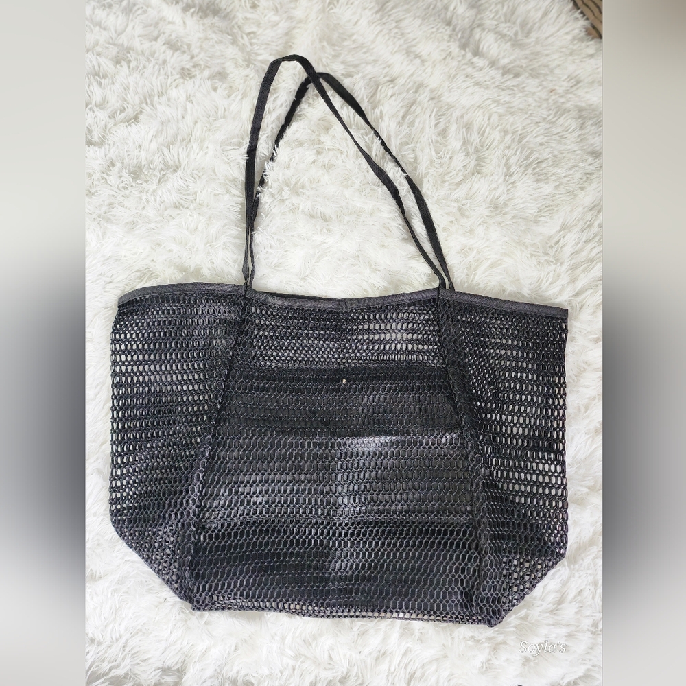 Large Black Mesh Tote Bag